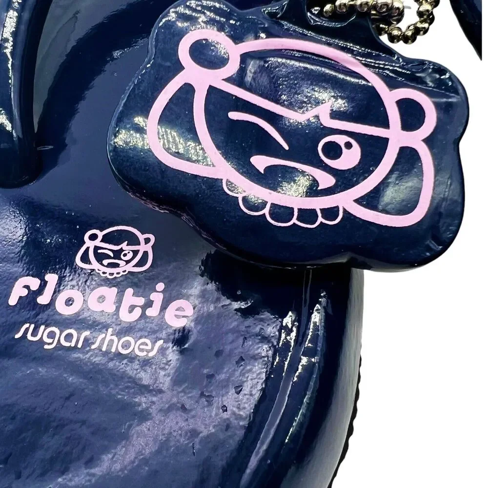 Floatie Sugar Shoes YTK Navy Blue Flip Flops Bear Charm Repair Kit Size Small - Picture 8 of 8